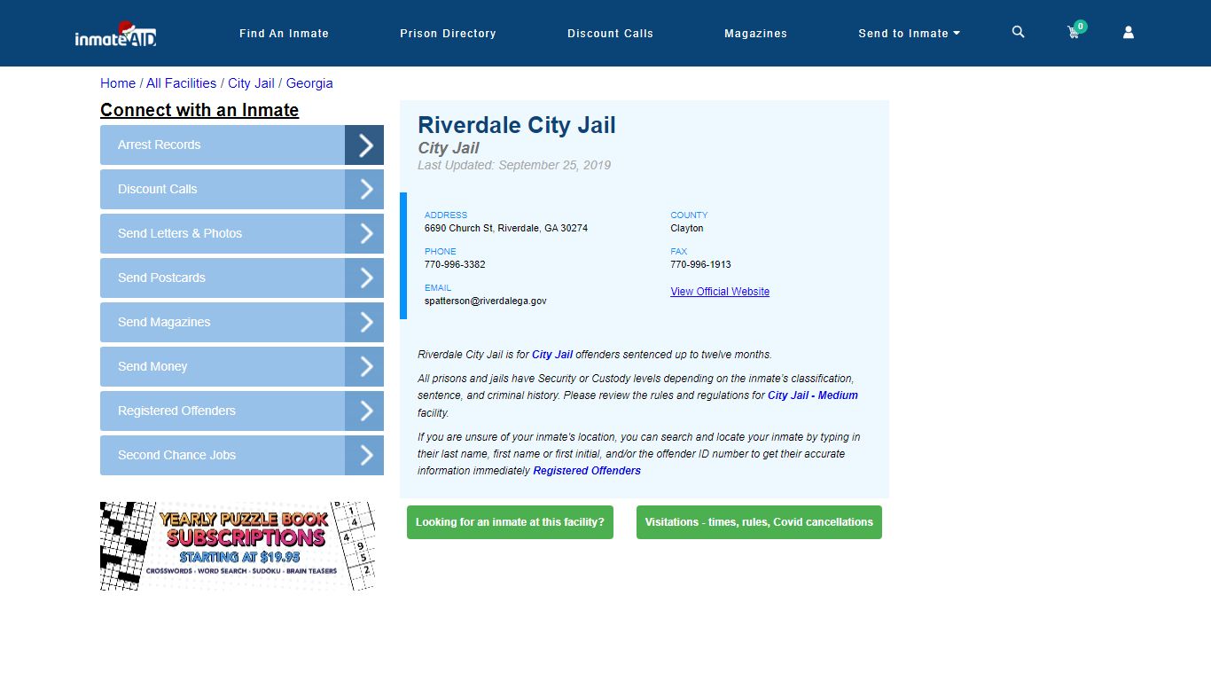 Riverdale City Jail | Inmate Locator