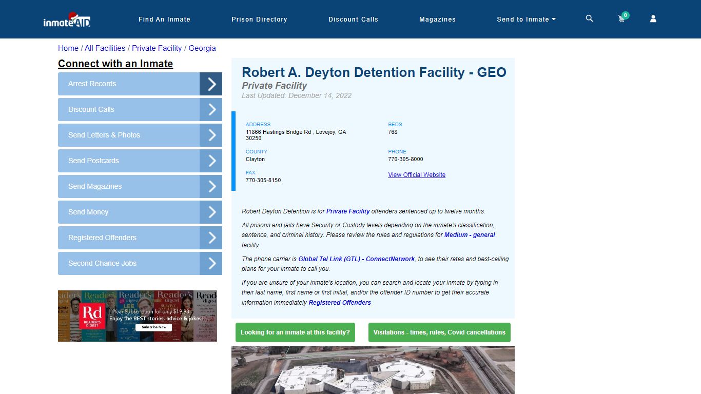 Robert A. Deyton Detention Facility - GEO - Inmate Search - Lovejoy, GA